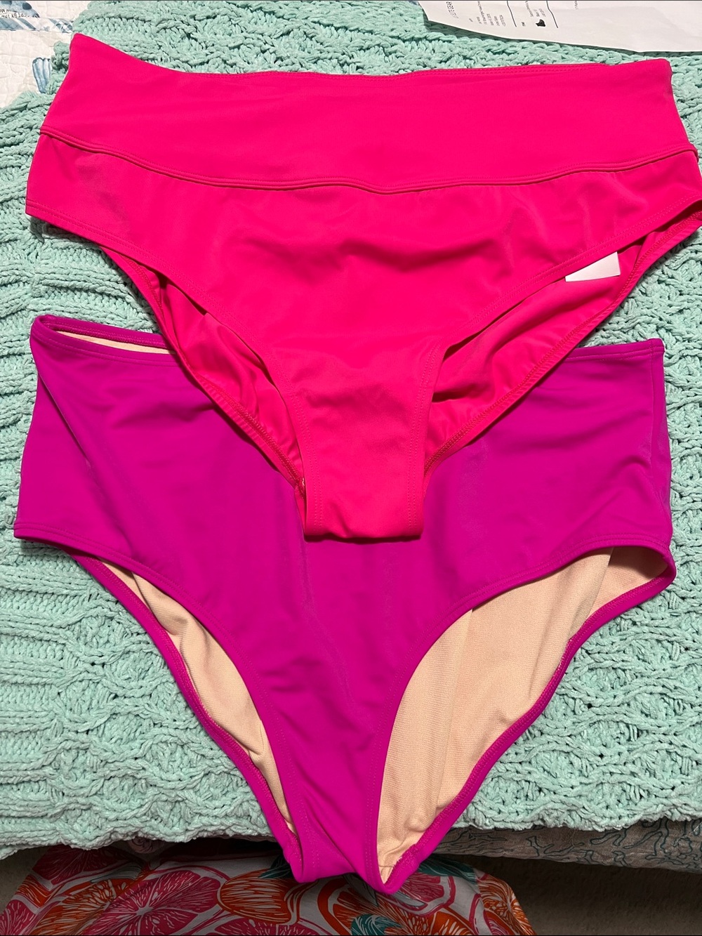 Women’s High-Waist Bikini Bottoms - Hot Pink & Magenta
